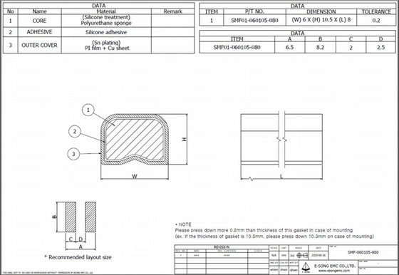 guarnizione proteggente conduttiva elettronica, AU EMI Shielding Gasket di 10.5mm