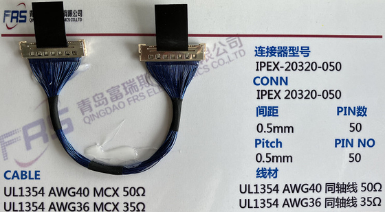 50 assemblaggio cavi coassiale del micro di Pin Awg 36 0.5mm LVDS TV