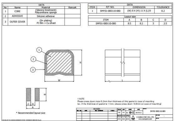 SMT EMI Foam Gasket Conductive SMF che protegge placcatura dell'Au