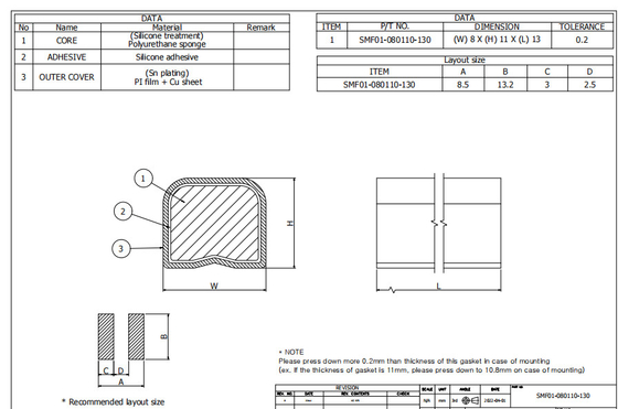 Au Emi Connector Gaskets, 11mm Emi Finger Gasket del sensore di tocco