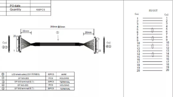 cavo coassiale del micro di 50-15000mm, cavo coassiale sottile 32awg per 15,6 schermi LCD