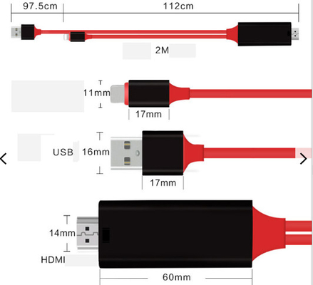 8 cavo dell'assemblaggio cavi 1080p di Pin 2m HDMI audio a Hdmi per l'iPhone 13 13Plus